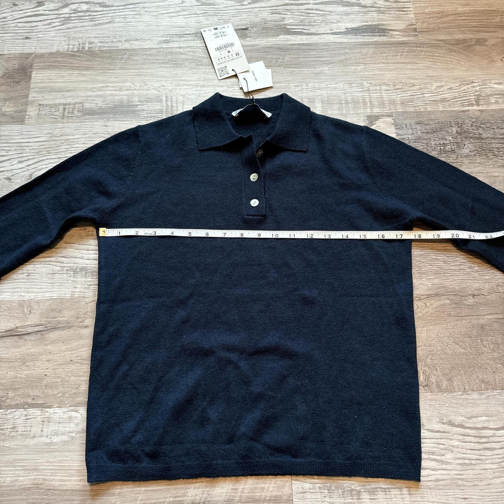 ZARA 100% WOOL PLAIN JERSEY POLO SHIRT - Size M - BRAND NEW WITH TAG - Picture 2 of 8